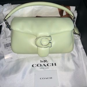NWT Coach Pillow Tabby 18 in Pale Lime with silver hardware